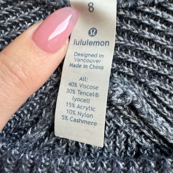 Lululemon Cabin Yogi Long Sleeve Inkwell Size 8 Medium Cashmere Lightweight - Picture 5 of 7